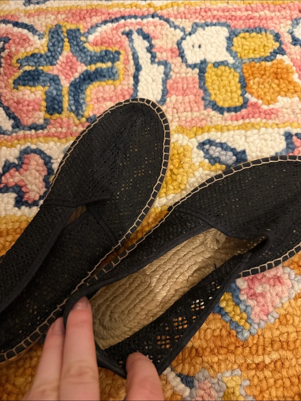 GUC Made in Spain Women's Black Crochet Espadrille Flats